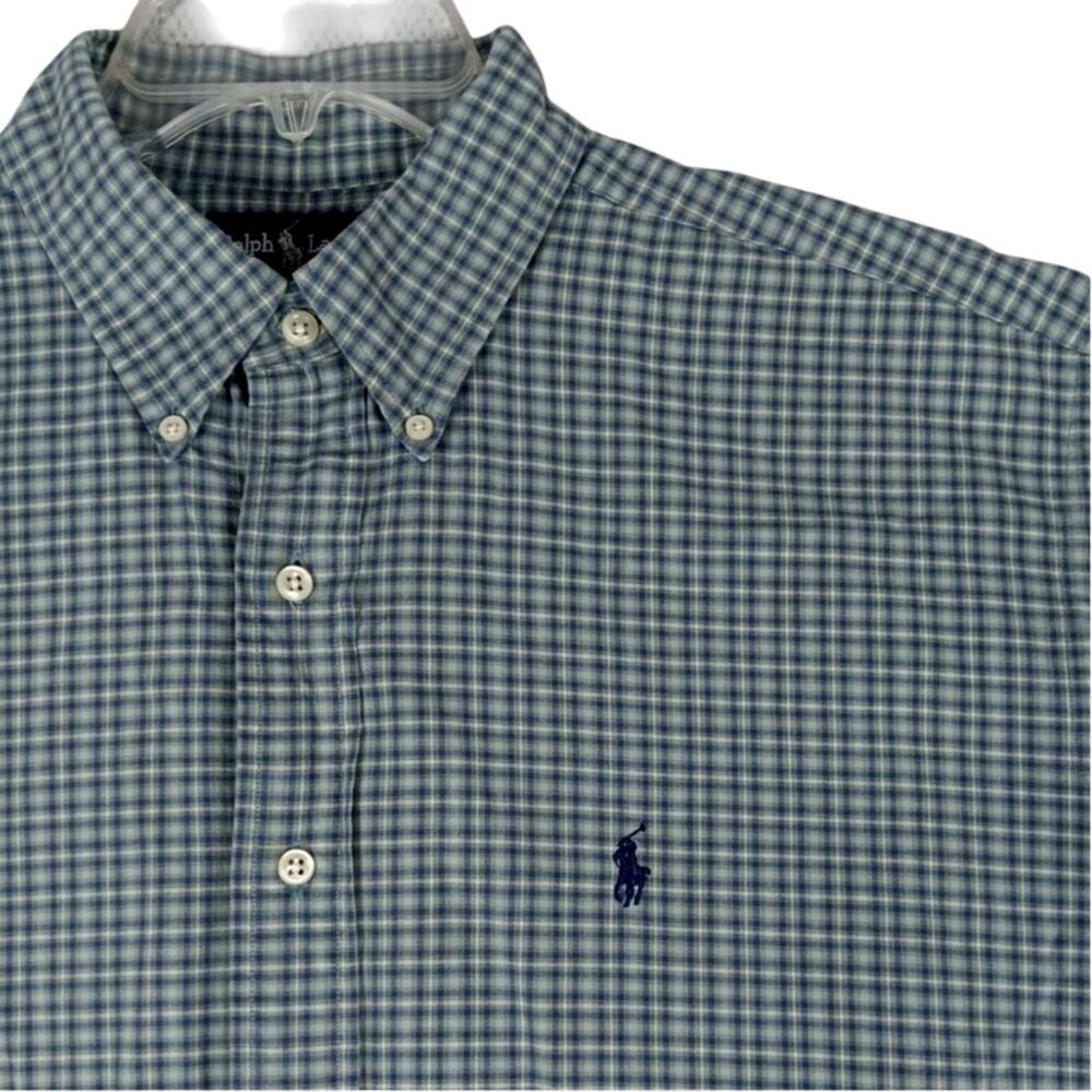 Ralph Lauren Vintage Blake Shirt Mens Large Blue/Green Check Dress Pony